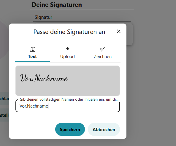 Passe deine Signatur an