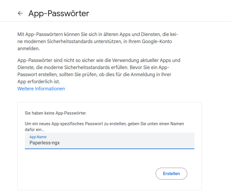 App Passwort G-Mail