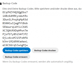 Backup-Code erzeugen